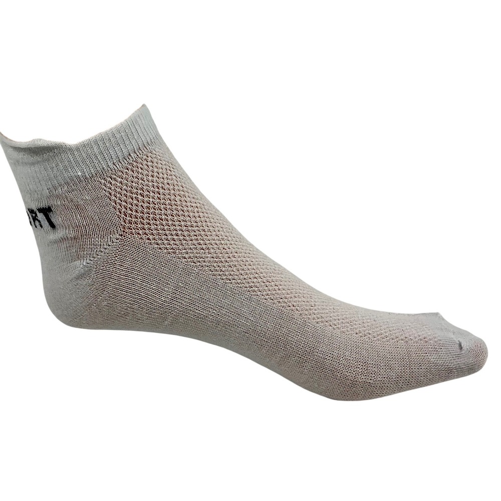 2 Packs of SPORT Athletic Ankle Socks Low Cut Mesh Breathable White Mens Womens
